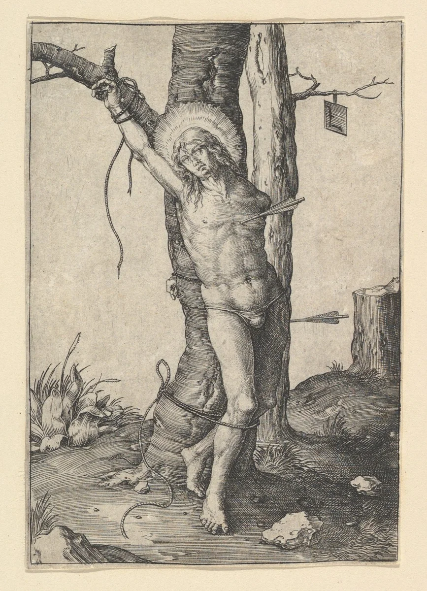 St. Sebastian by Lucas van Leyden, print, 1505-1515
