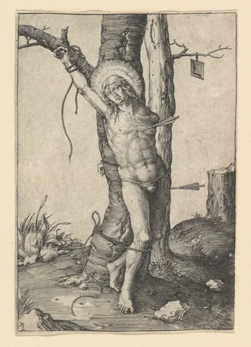 St. Sebastian by Lucas van Leyden, print, 1505-1515