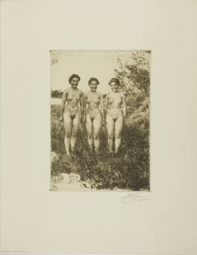 Three Sisters by Anders Zorn, print, 1913