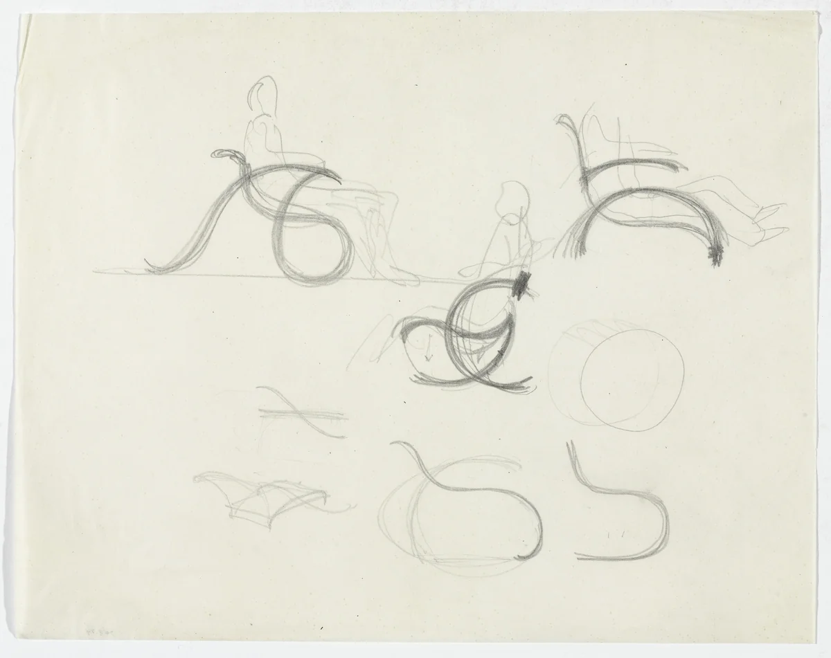 Lounge Chair with Arms (Elevation sketch, perspective sketch) by Ludwig Mies van der Rohe, mies van der rohe archive, 1926