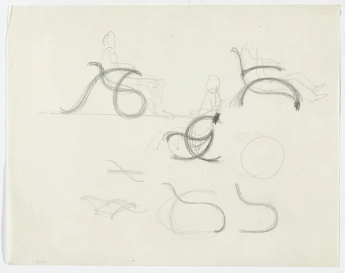 Lounge Chair with Arms (Elevation sketch, perspective sketch) by Ludwig Mies van der Rohe, mies van der rohe archive, 1926
