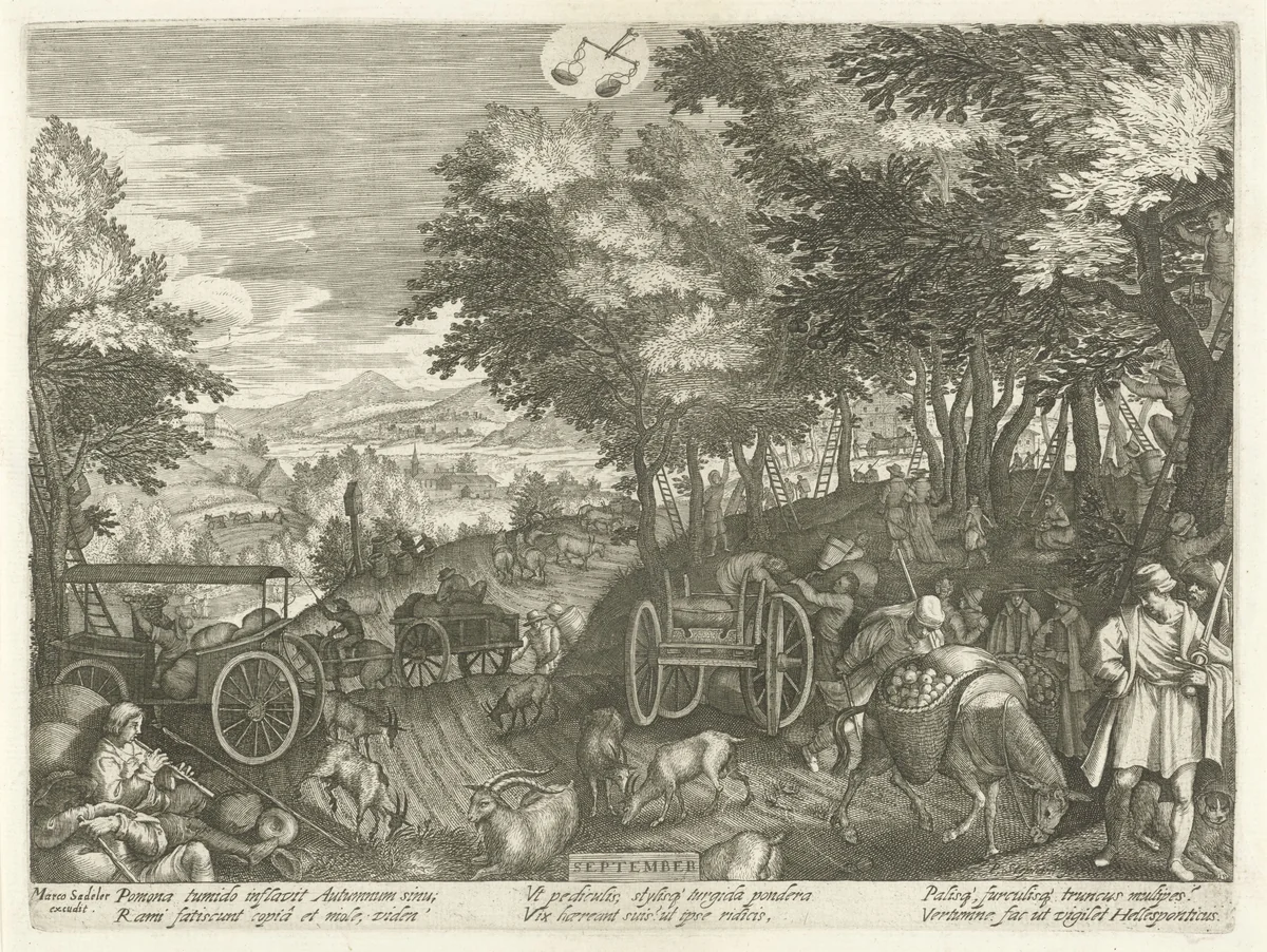September by Aegidius Sadeler, print, 1607