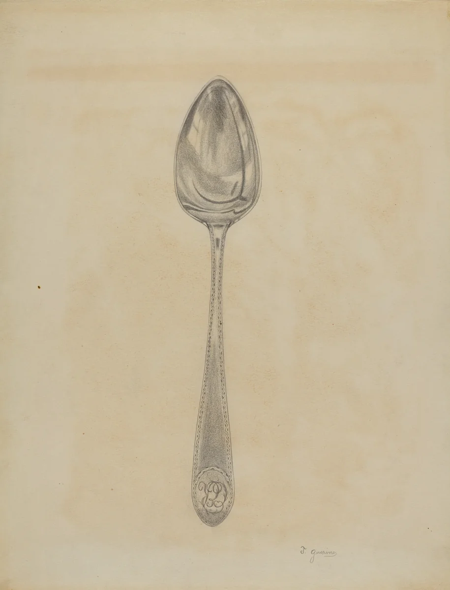 Silver Soup Spoon by Joseph Guarino, index of american design, 1936