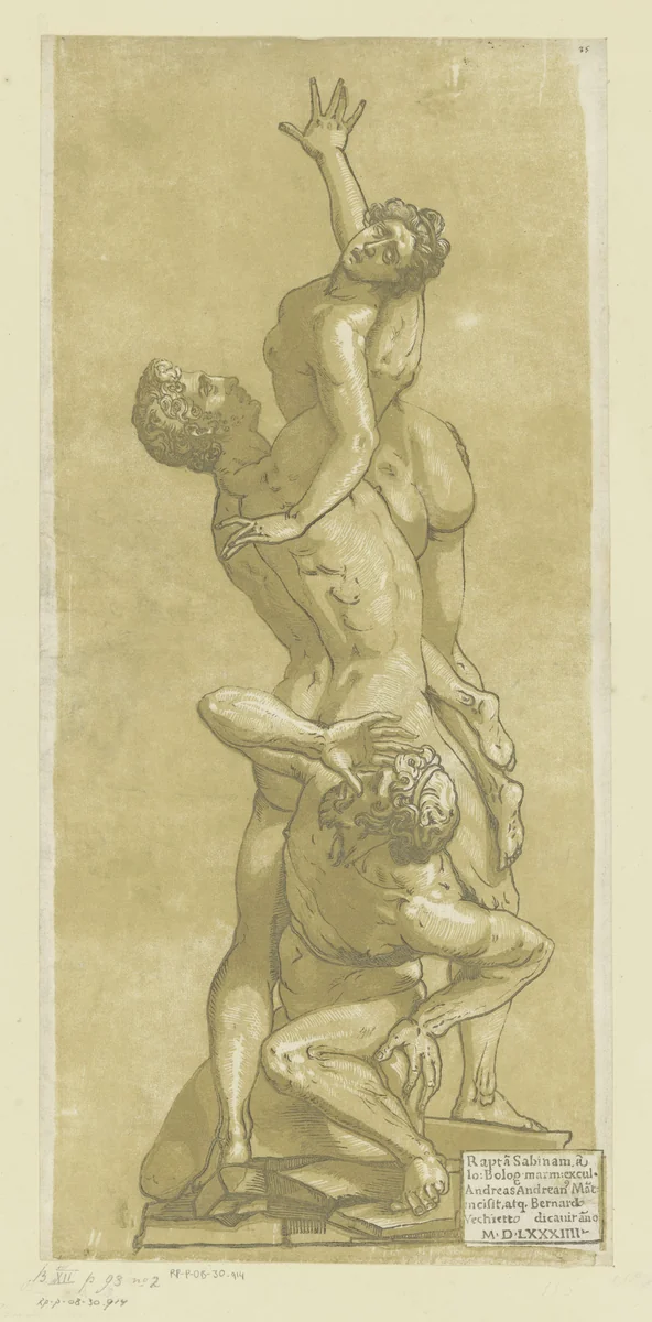 Sabijnse maagdenroof by Unknown, print, 1584