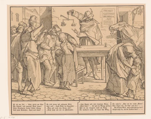 Dood met een weegschaal by Oskar Friedrich Schmidt, print, 1848-1849