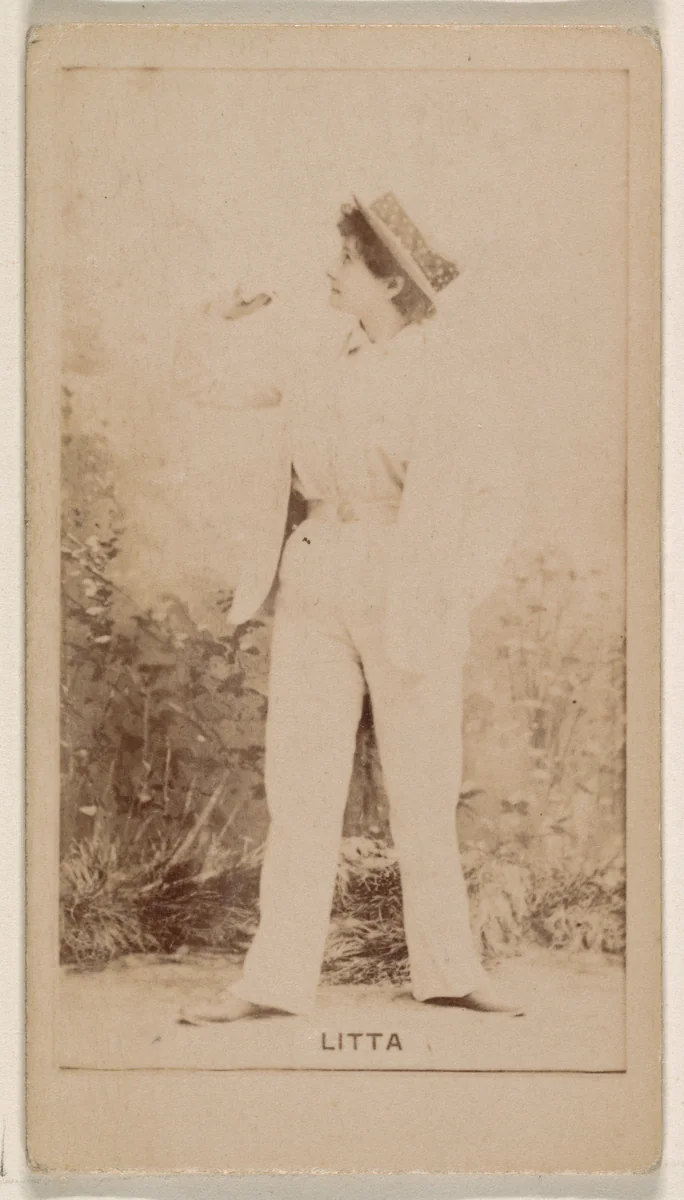 Litta, from the Actresses series (N245) issued by Kinney Brothers to promote Sweet Caporal Cigarettes by Kinney Brothers Tobacco Company, photograph, 1890