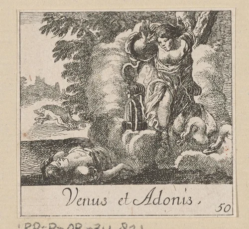Venus en Adonis by anonymous, print, 1620-1664