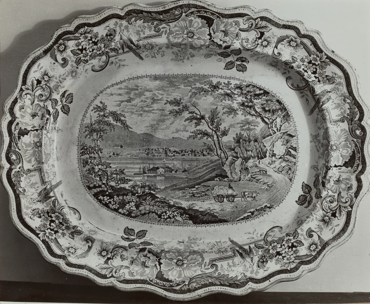 Plate - "Newburgh on the Hudson" by Helmut Hiatt, index of american design, 1936