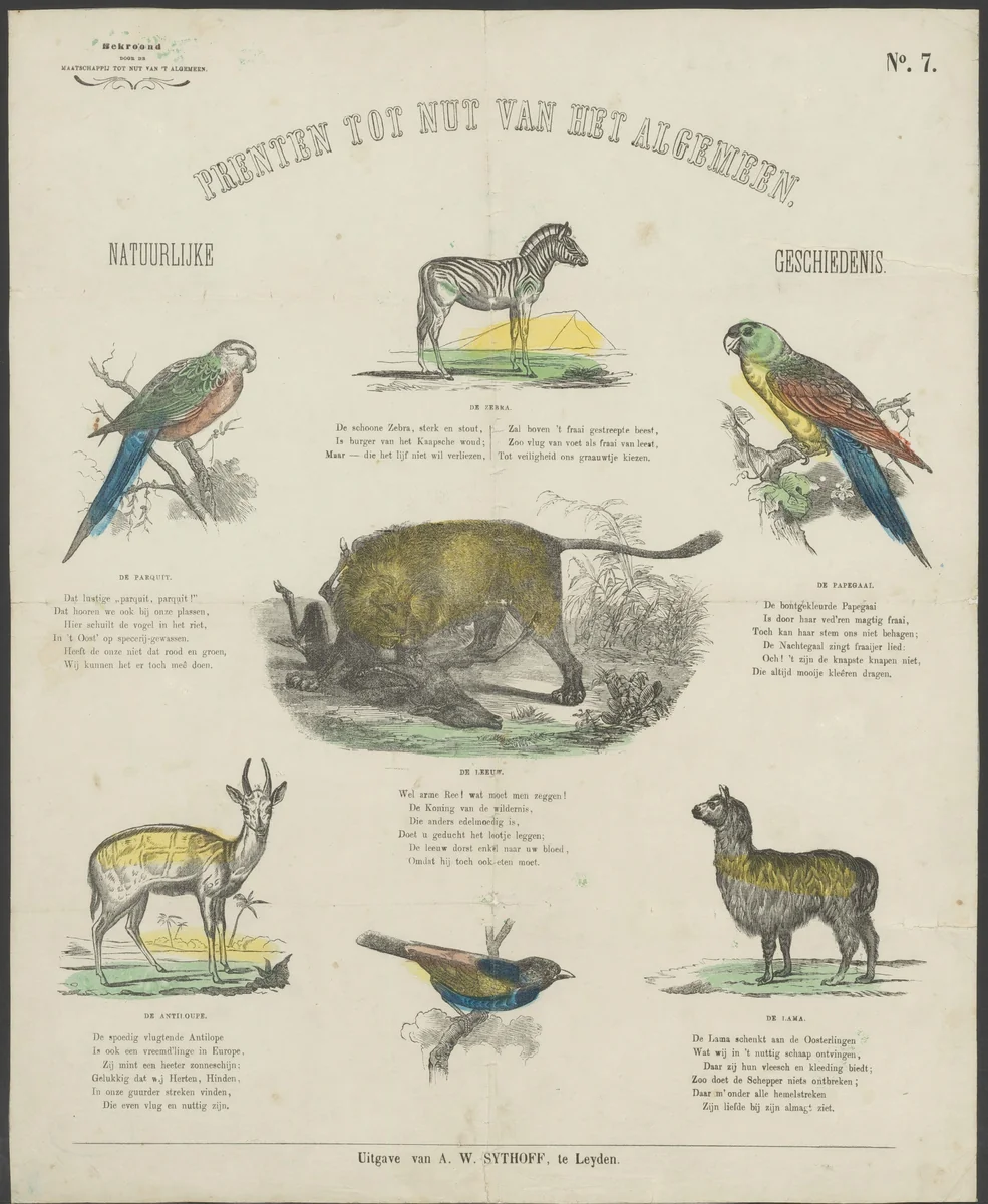 Vogels en zoogdieren by anonymous, print, 1851-1929