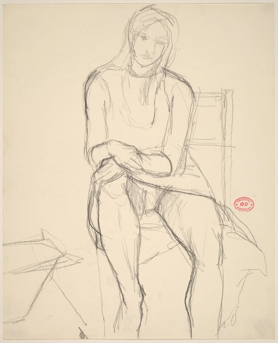 Untitled [seated woman in a dress] by Richard Diebenkorn, drawing, 1955-1967