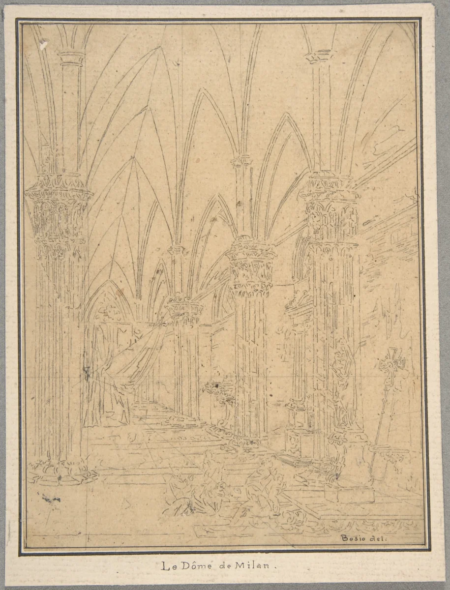 Perspective of a Church's Interior by Pietro Bosio, drawing, 1750-1789