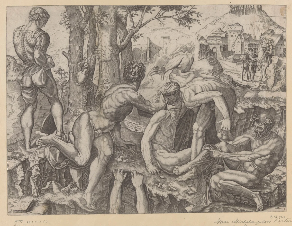 Slag bij Cascina by Unknown, print, 1524