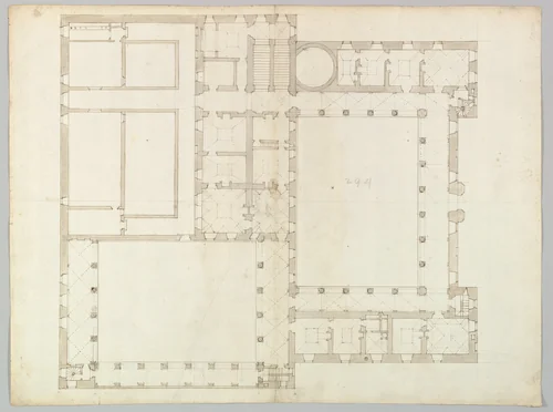 Unidentified building, plan (recto) blank (verso) by anonymous, drawing, 1500-1560