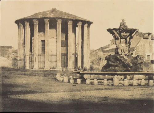 Temple of Vesta and Fountain, Piazza Bocca della Verita by Firmin-Eugène Le Dien, photograph, 1853-1857