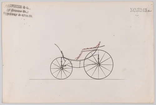 Design for Pony Phaeton, no. 3243a by Brewster & Co., drawing, 1876