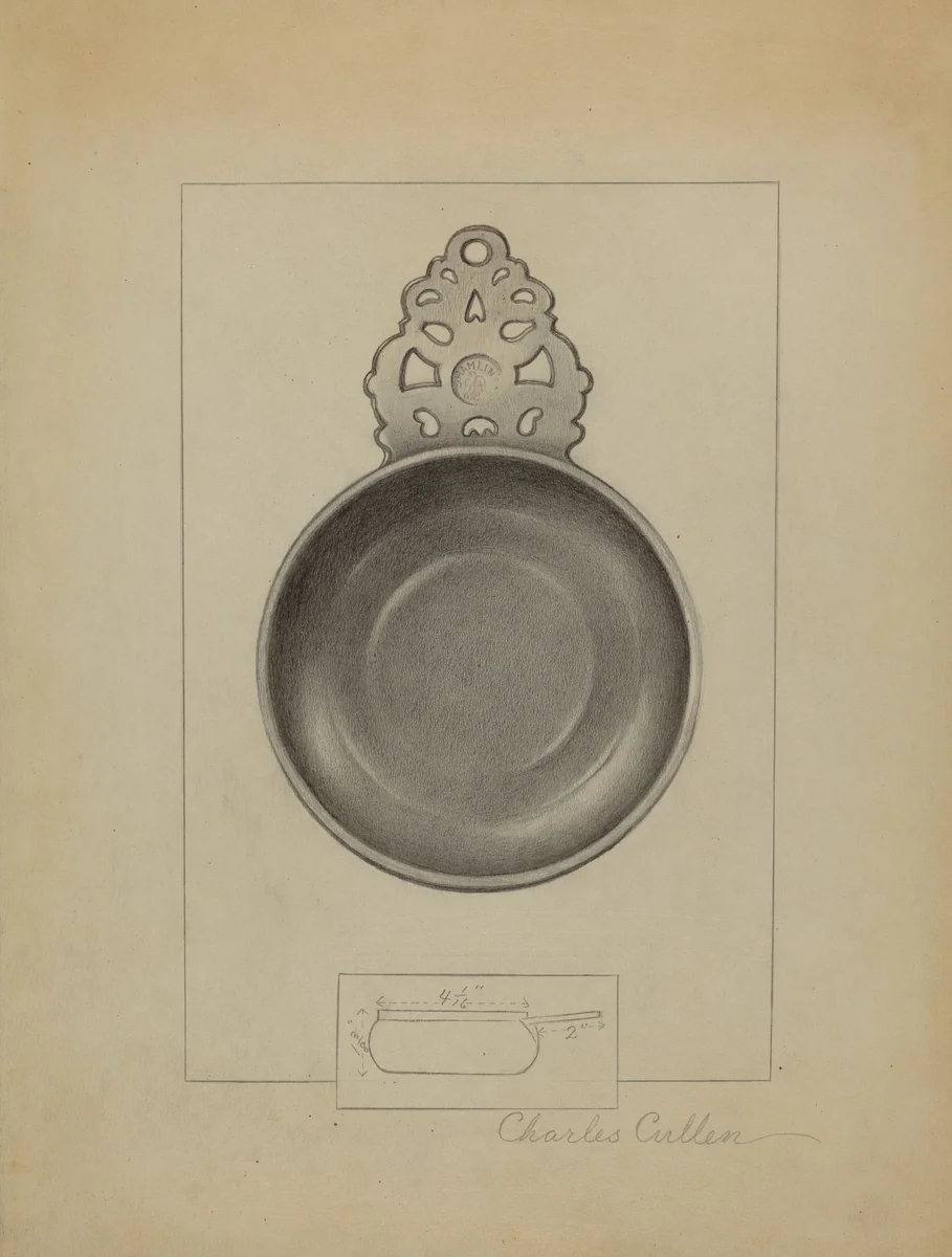 Pewter Porringer by Charles Cullen, index of american design, 1936