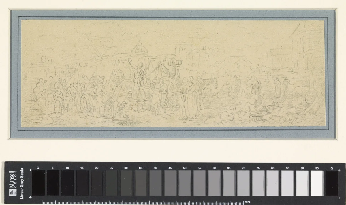Markt met veel figuren by Jean Louis Demarne, drawing, 1764-1829