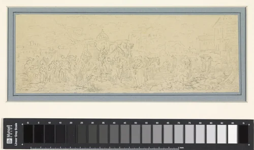 Markt met veel figuren by Jean Louis Demarne, drawing, 1764-1829