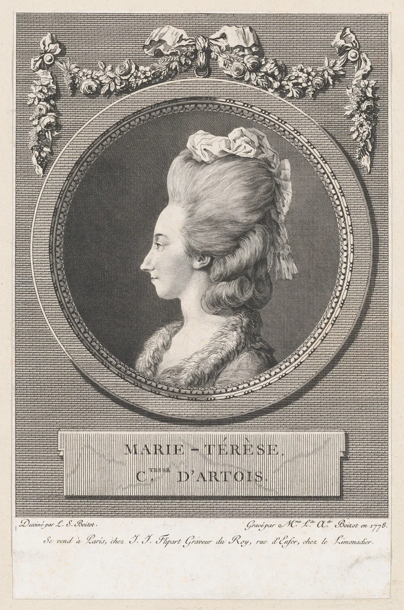 Marie-Térèse, Countess of Artois by Marie Louise Adélaide Boizot, print, 1778