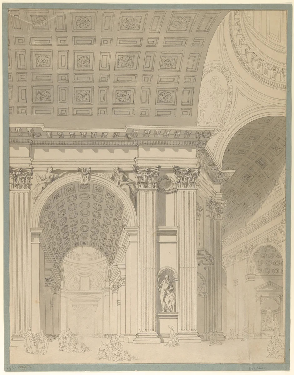 Interior of St. Peter's Basilica by Jean François Chalgrin, drawing, 1759-1761