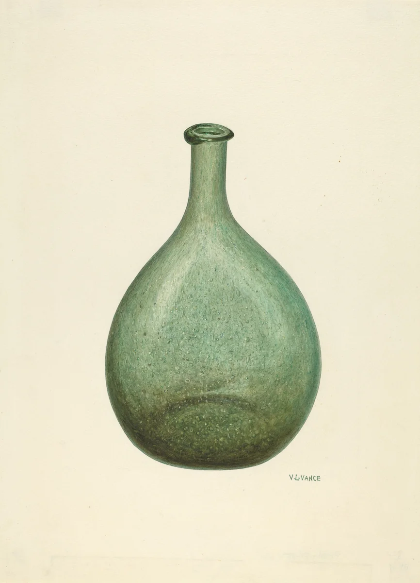 Bottle by V.L. Vance, index of american design, 1935-1942