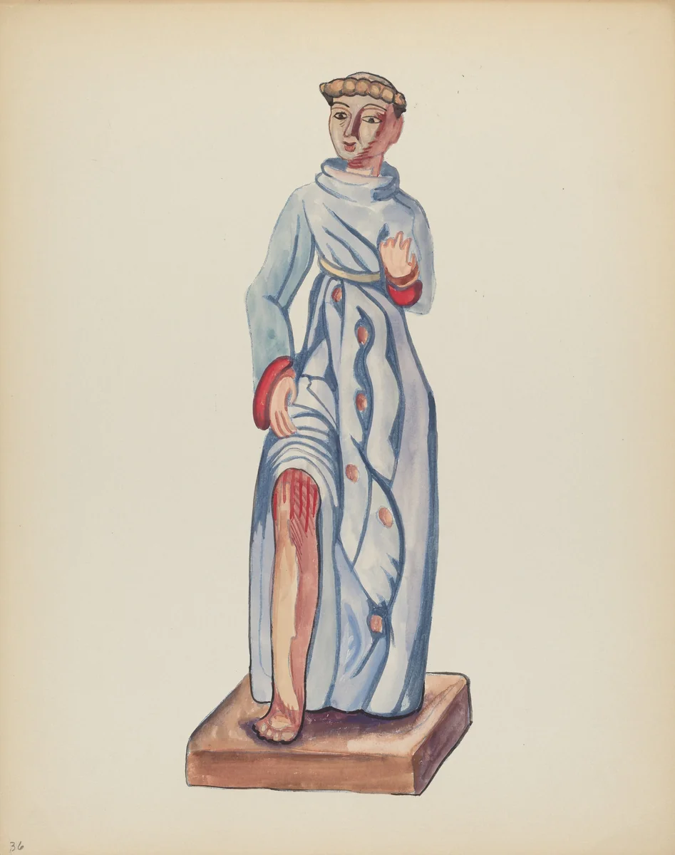 Plate 36: Saint Roch: From Portfolio "Spanish Colonial Designs of New Mexico" by American 20th Century, index of american design, 1935-1942