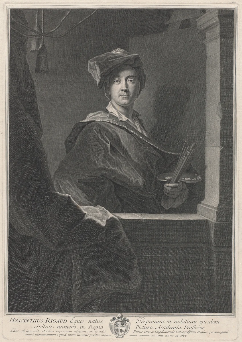 Hyacinthe Rigaud by Pierre Drevet; Hyacinthe Rigaud, print, 1700