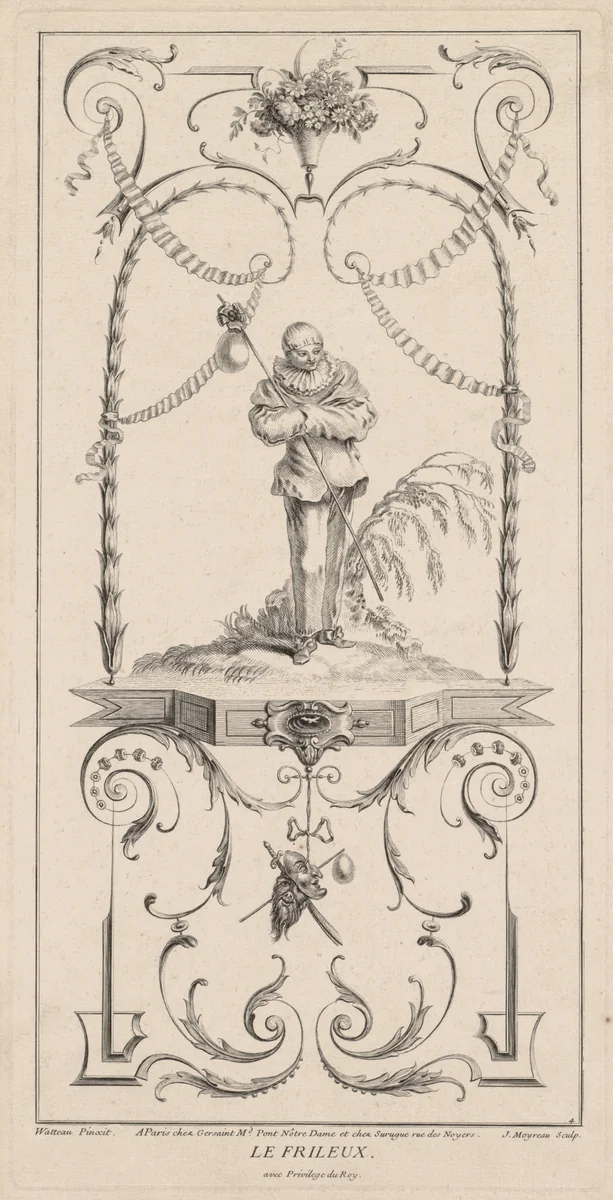 Le Frileux, Arabesque by Jean Moyreau, print, 1710-1762