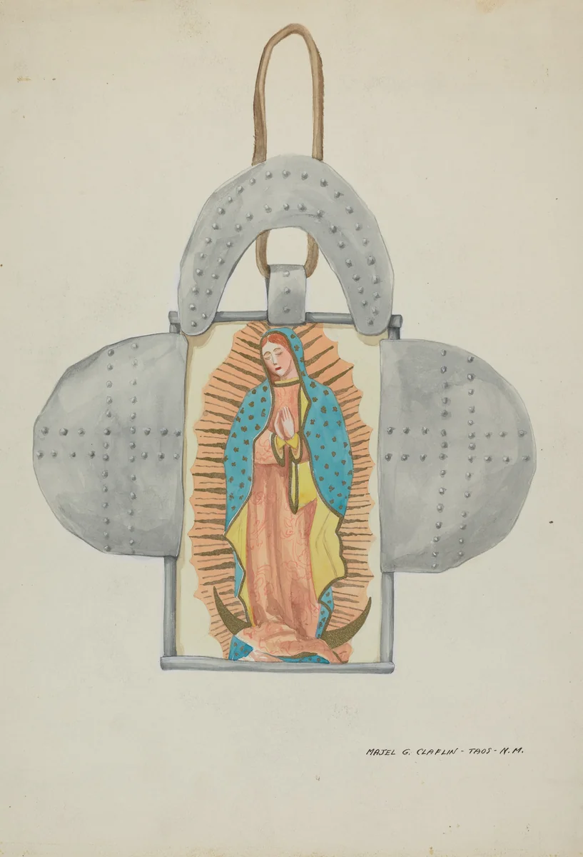 Hand Drawn Guadalupe in Tin Form by Majel G. Claflin, index of american design, 1937