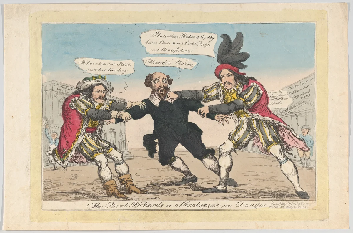 The Rival Richards, or Sheakspear in Danger by William Heath, print, 1814