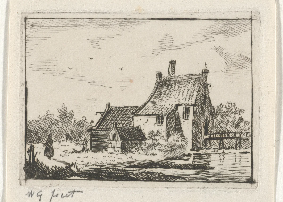 Huis aan water by Willem Gruyter jr., print, 1832-1880