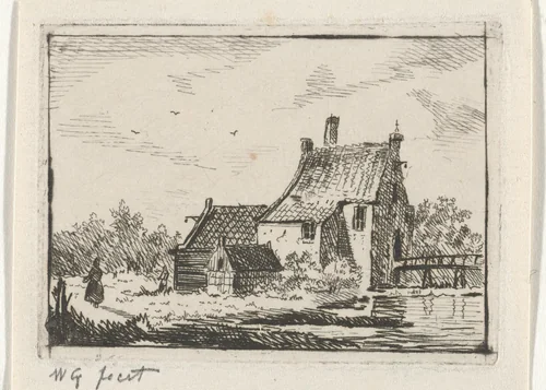 Huis aan water by Willem Gruyter jr., print, 1832-1880