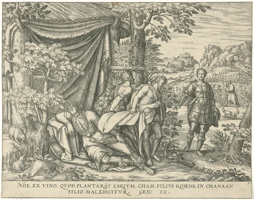 Dronkenschap van Noach by Unknown, print, 1577-1627