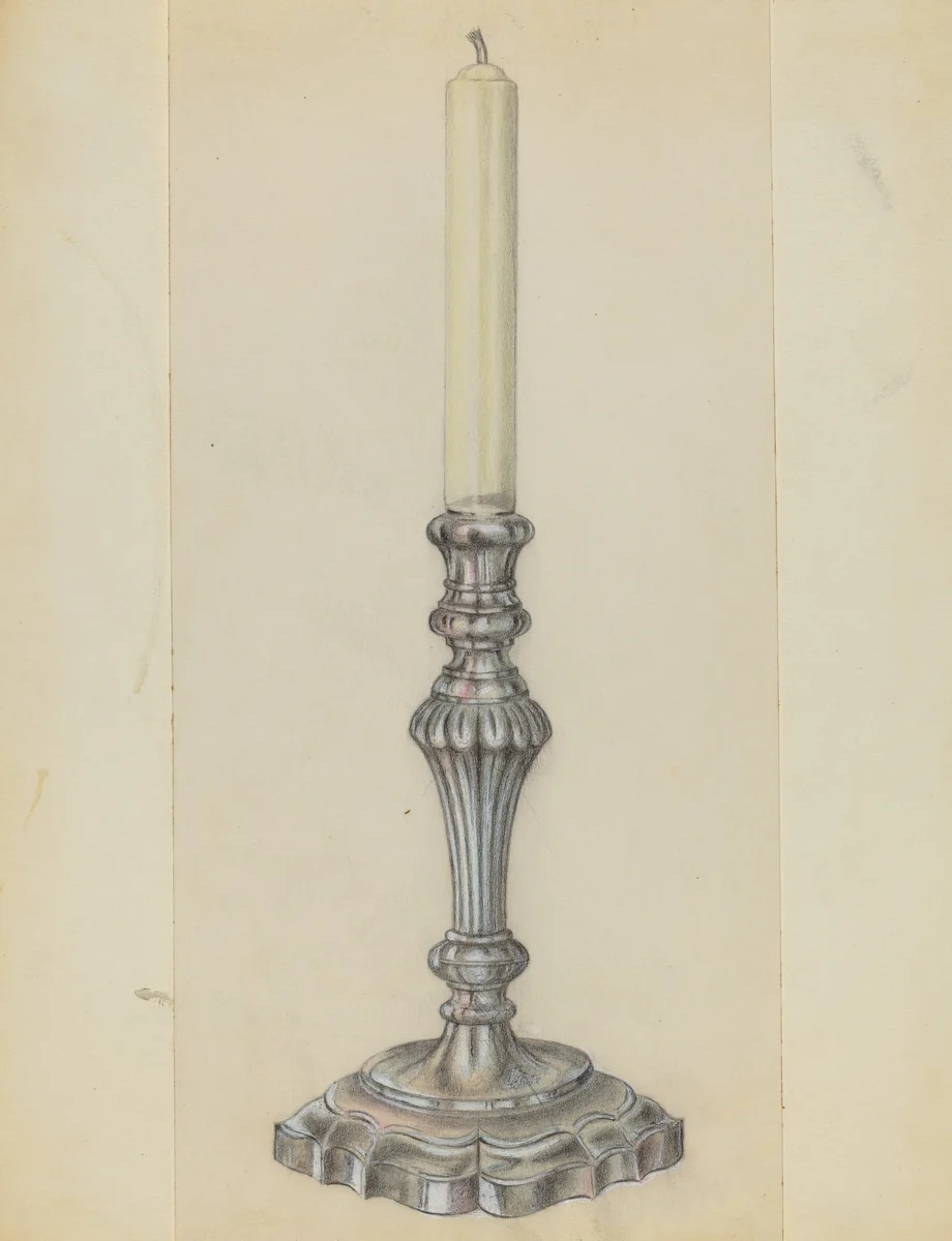 Silver Candlestick by Horace Reina, index of american design, 1936