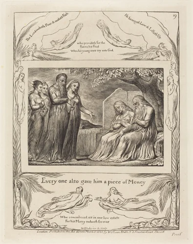 Job Accepting Charity by William Blake, print, 1825