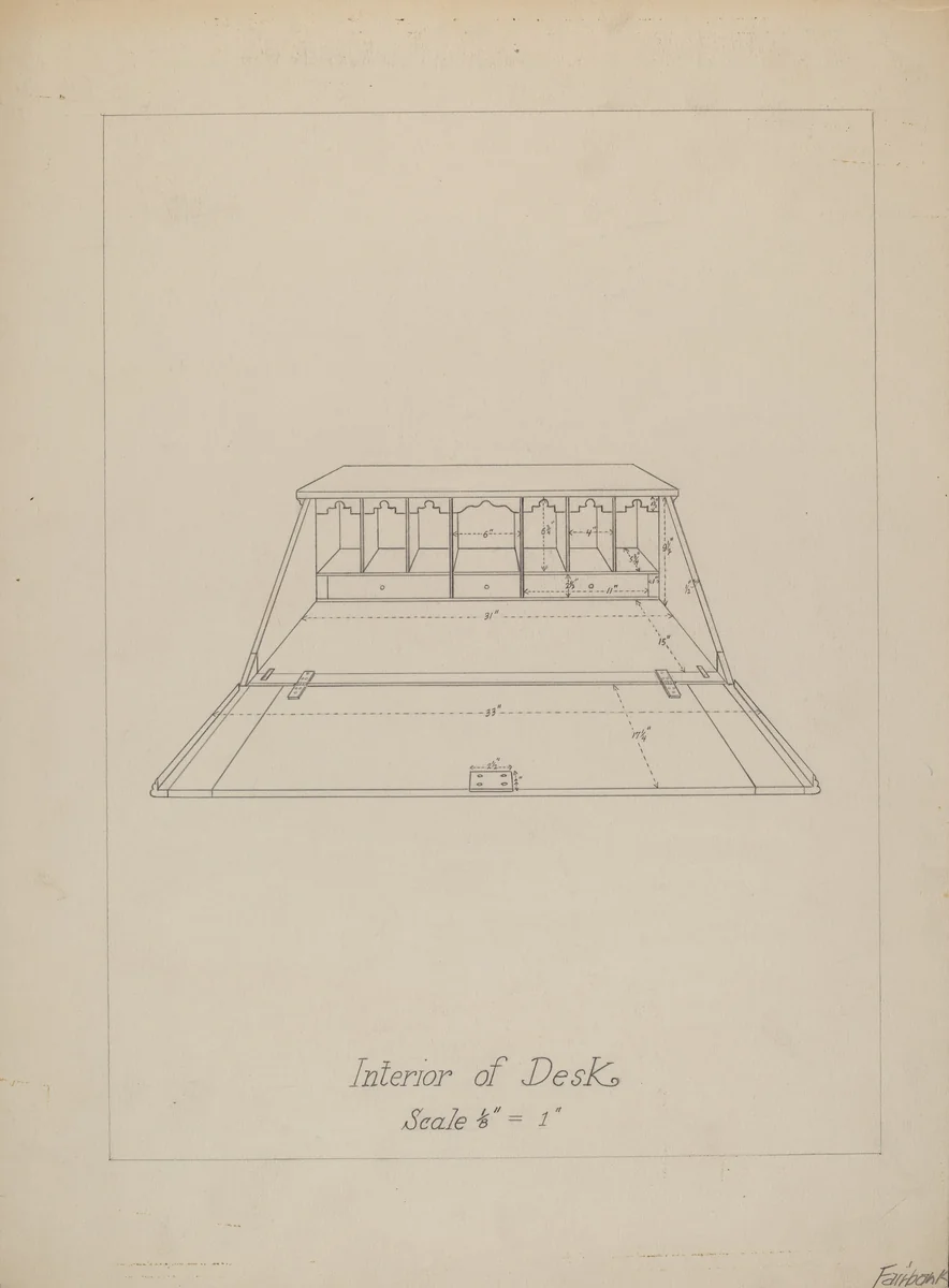 Desk by George Fairbanks, index of american design, 1937