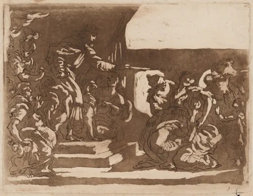 Esther before Ahasuerus by Charles-Paul-Jean-Baptiste de Bourgevin Vialart de Saint-Morys
Johann Carl Loth, print, 1750-1800