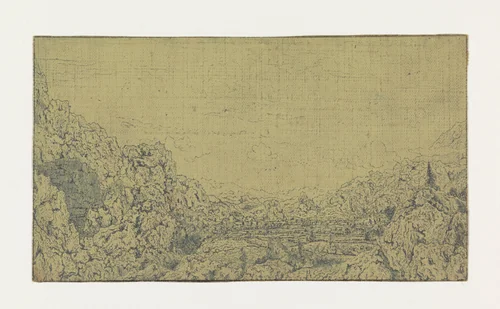 Dal omringd door bergen by Hercules Segers, print, 1625-1630