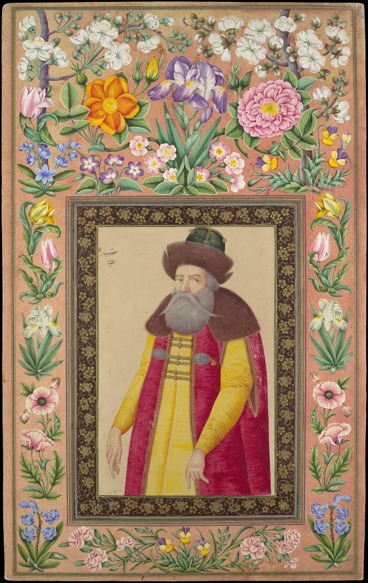 "Portrait of the Russian Ambassador, Prince Andrey Priklonskiy", Folio from the Davis Album by Ali Quli Jabbadar, manuscript, 1648-1699