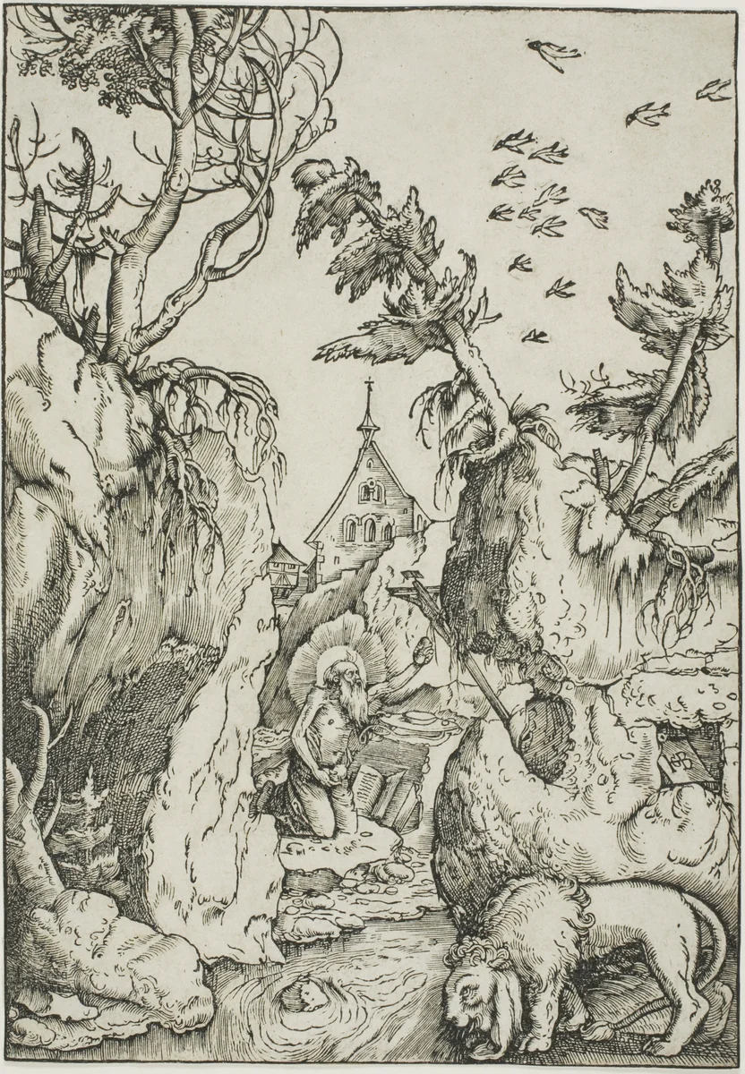 Saint Jerome in the Wilderness by Hans Baldung Grien, print, 1506-1516