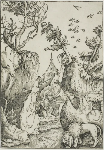 Saint Jerome in the Wilderness by Hans Baldung Grien, print, 1506-1516