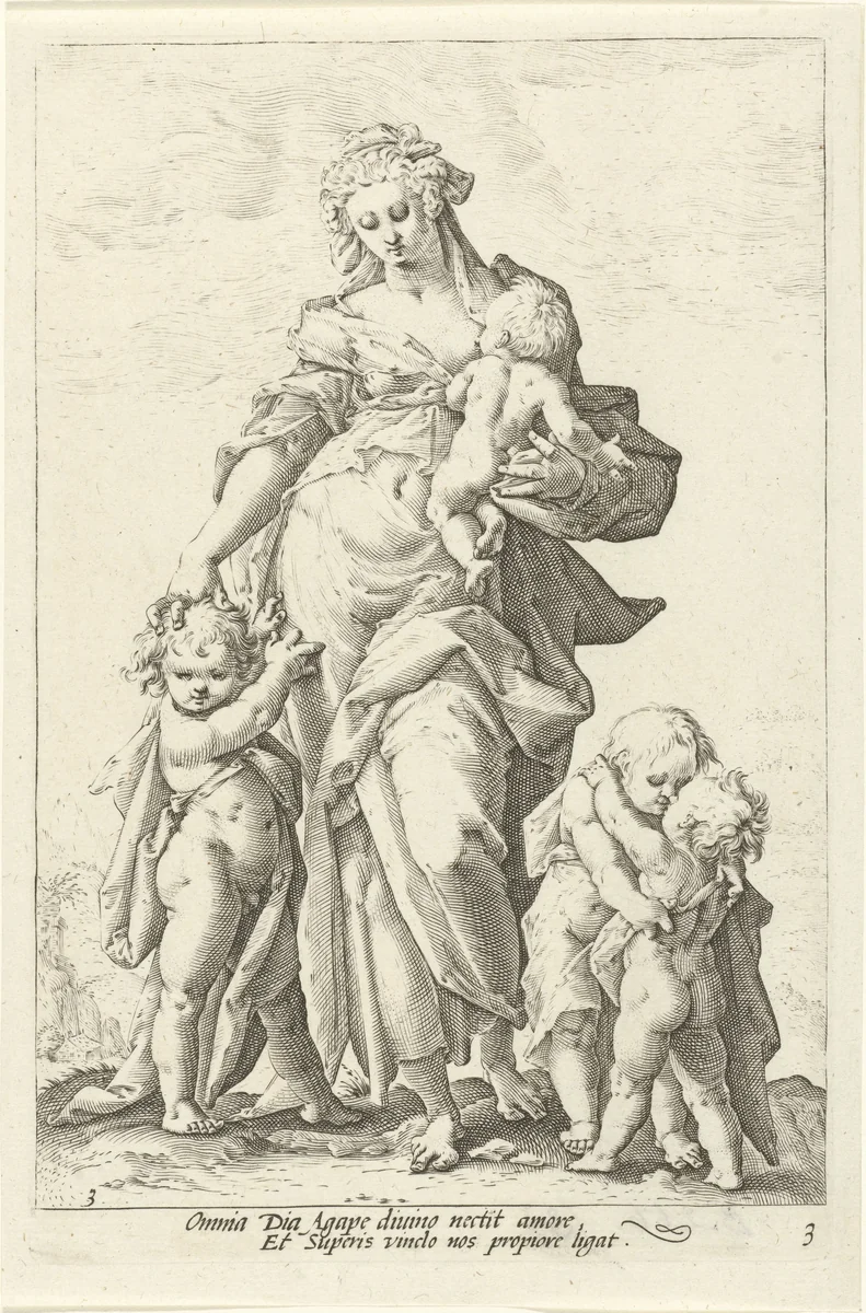 Liefde (Caritas) by Unknown, print, 1585-1589
