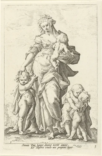 Liefde (Caritas) by Unknown, print, 1585-1589