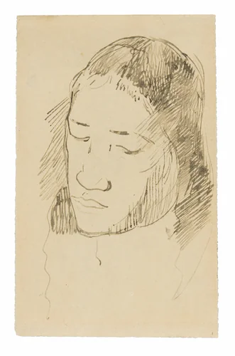 Head of a Tahitian Woman (recto), Sketches of Anatomical Details (verso) by Paul Gauguin, drawing, 1891-1893