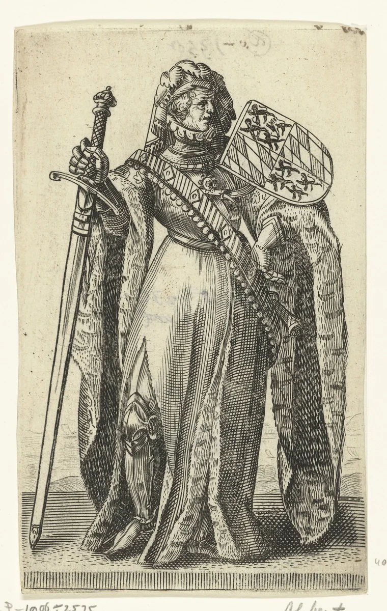 Portret van Albrecht van Beieren, graaf van Holland en Henegouwen by Adriaen Matham, print, 1620