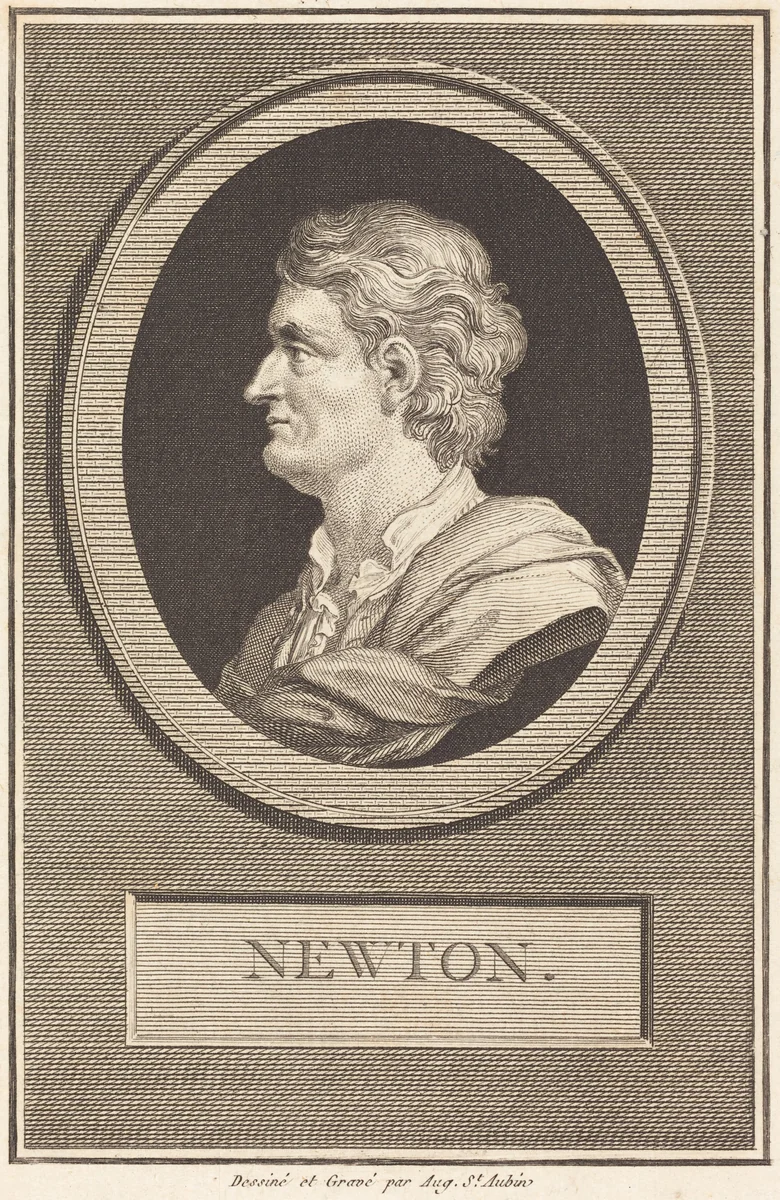 Isaac Newton by Augustin de Saint-Aubin, print, 1801