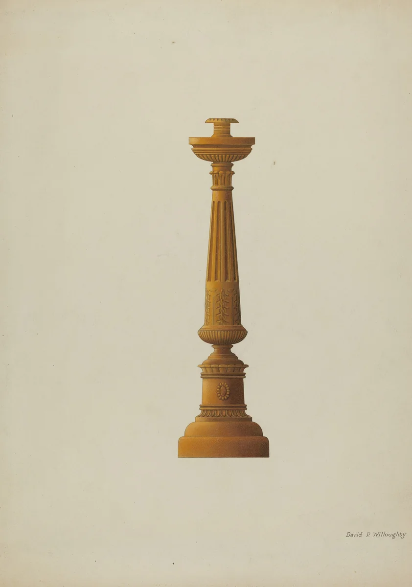 Wooden Candlestick by David P Willoughby, index of american design, 1937