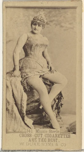 Card Number 341, Minnie Steele, from the Actors and Actresses series (N145-3) issued by Duke Sons & Co. to promote Cross Cut Cigarettes by W. Duke, Sons & Co., photograph, 1880-1889