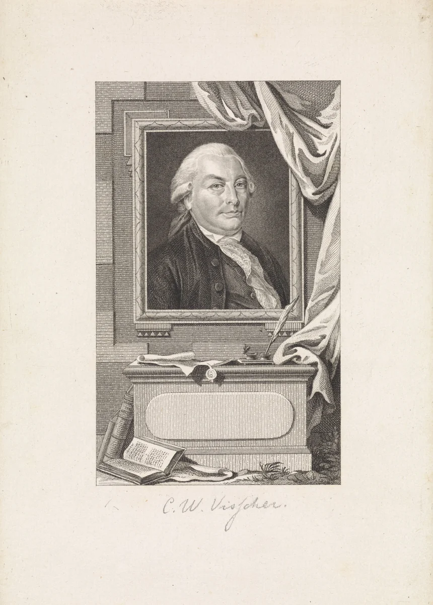 Portret van Carel Wouter Visscher by Reinier Vinkeles, print, 1786-1809