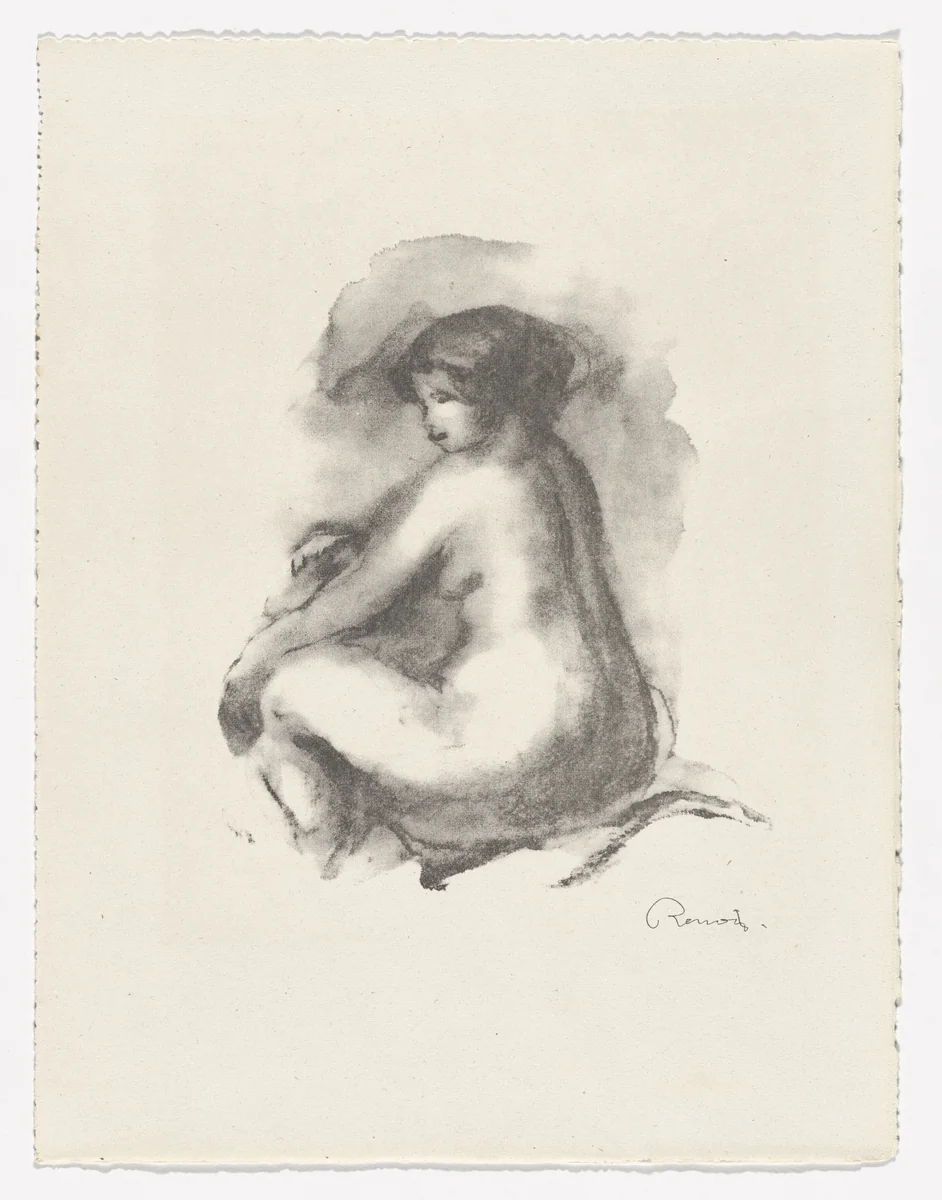 Study of a Nude Woman, Seated (Étude de femme nue, assise) from Twelve Original Lithographs by Pierre-Auguste Renoir (Douze lithographies originales de Pierre-Auguste Renoir) by Pierre-Auguste Renoir, print, 1904